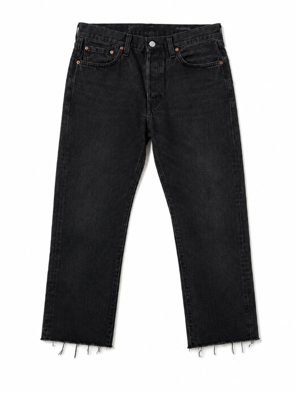 Levi’s 501 CT Black Cropped Jeans W38 L30 Raw Hem Button Fly